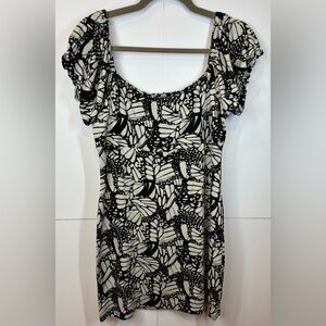 Urban Outfitters Babydoll Mini Dress Women’s Blk/Cream Butterfly Print Y2K Sz L
